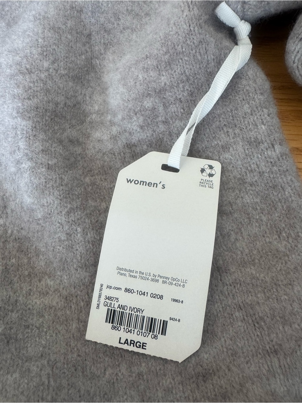 STYLUS Two-Tone Crewneck Sweater Gray & Cream Cozy Fall Winter Soft Block NWT - Picture 4 of 8